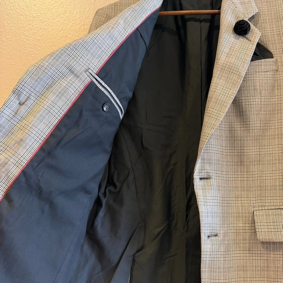 Zara Men's Plaid Blazer Notched Lapel Two Button Front Flap Pocket Lined 38 Grey - Picture 8 of 14